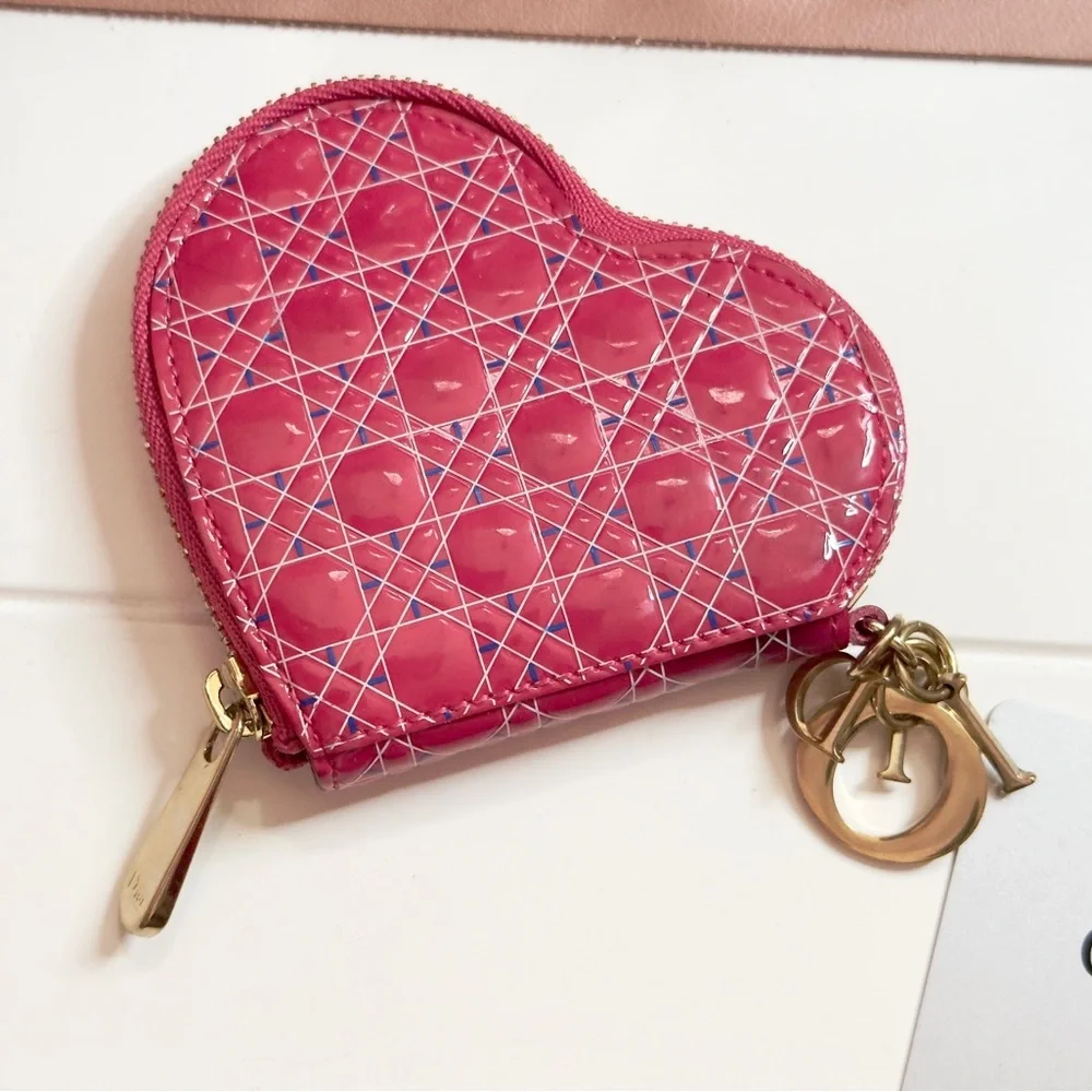 Pink Dior Heart Coin Wallet